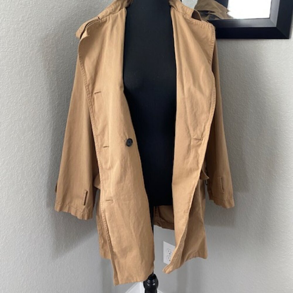 ZARA Khaki/Camel Tan Double Breasted Trench Raincoat Jacket XS - Picture 9 of 13